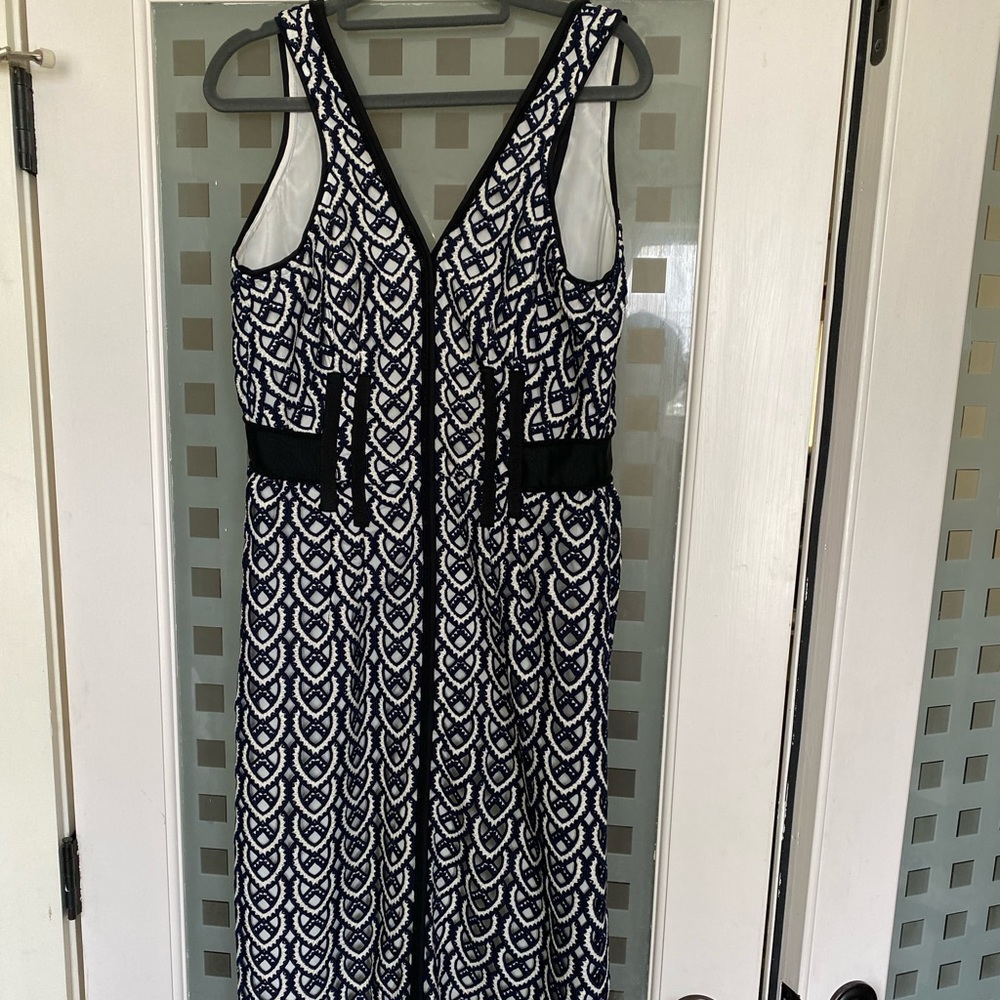Self Portrait Navy White Heart Lace Dress 6
